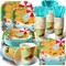 350 Pcs Beach Plates and Napkins Set Beach Party Supplies for 50 Guest (red, yellow, green, blue)